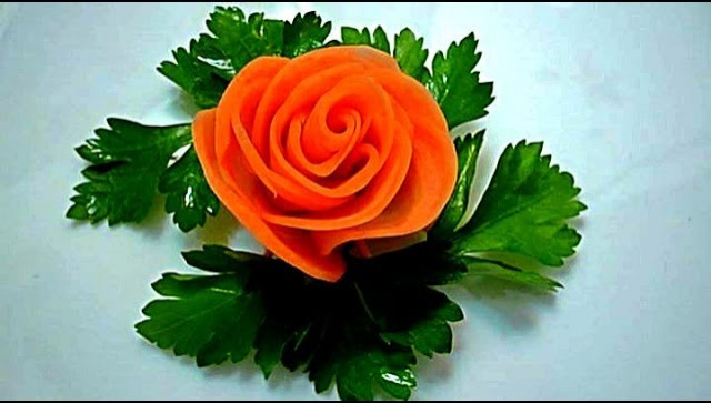 Украшение блюд - роза из моркови