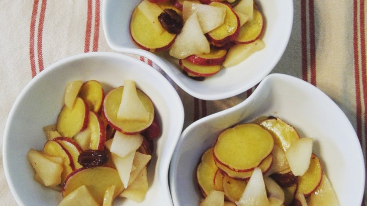 Вареный сладкий картофель с яблоком - рецепт