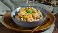 Рис с морскими гребешками, курицей и каштанами - пошаговый рецепт