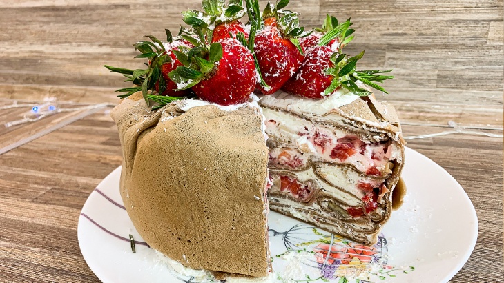 Блинный торт со сливочным кремом - Рецепт