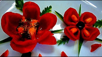 Украшение блюд - цветы из перца