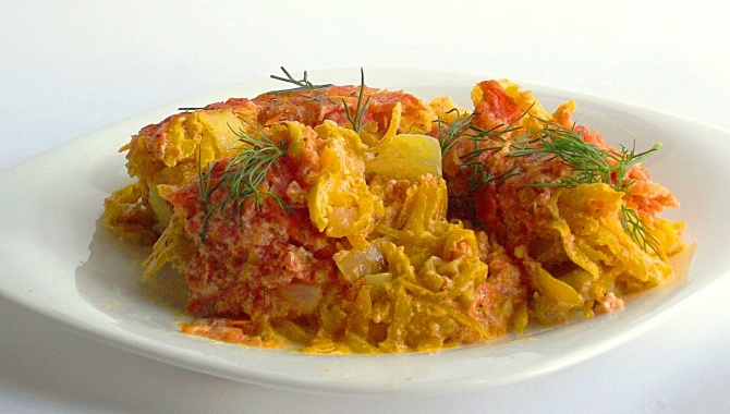 Запечёный Минтай с Овощами