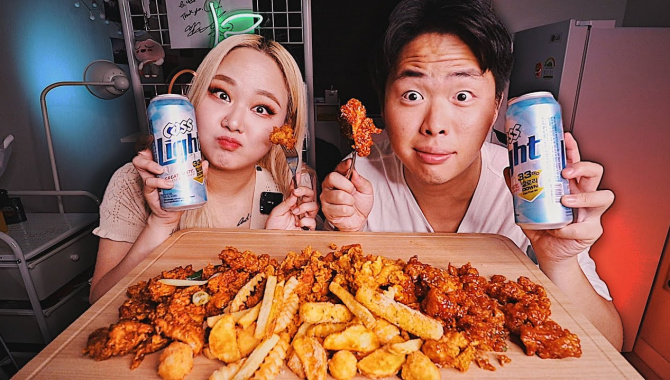 Корейская курица и пиво (Видео)