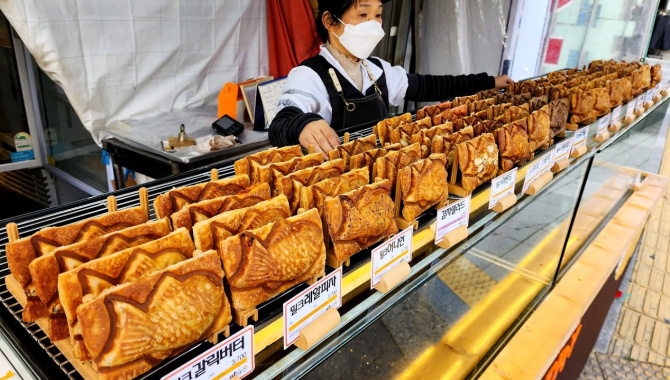 Выпечка в форме рыбки - корейская уличная еда (Видео)